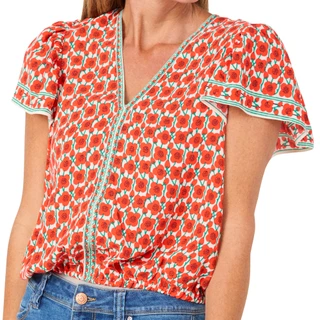 Thumbnail 3: MAX STUDIO Women's Printed V-Neck Blouse 