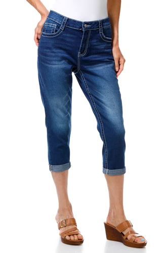 Thumbnail 2: Copper Flash Women's Cuffed Bling Back Jean Capris 