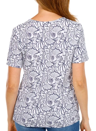 Thumbnail 2: Coral Bay Women's Henley Toggle Under The Sea Print Top 