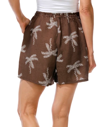Thumbnail 3: Kaktus Couture Petite Printed Tie Front Pull-On Shorts 