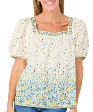 Thumbnail 1: MAX STUDIO Women's Square Neck Ruffle Sleeve Blouse 