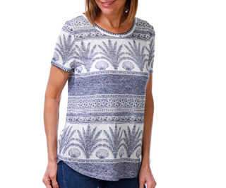 Thumbnail 2: BOBEAU Women's Short Sleeve Printed Top 
