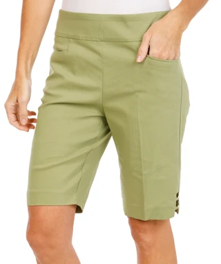 Thumbnail 1: Coral Bay Women's Gold Bar Hem Bermuda Shorts 
