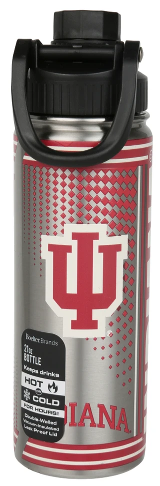 Thumbnail 2: INDIANA HOOSIERS 21 oz Stainless Steel Logo Twist Top Water Bottle w/ Handle 