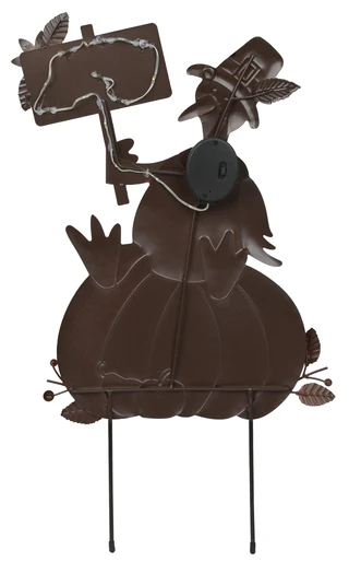 Thumbnail 2: Autumn Gatherings 24 in Harvest Turkey on a Pumpkin LED Metal Yard Sign 