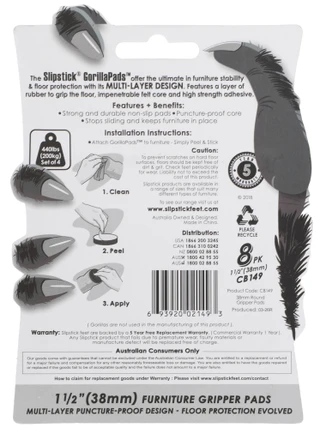 Thumbnail 2: Slipstick 8 Pk Peel & Stick Gorilla Pads  