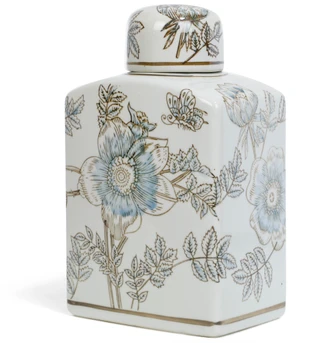 Thumbnail 2: Three Hands Corp Ceramic Floral Accent Jar with Removable Lid 