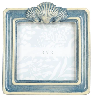 Thumbnail 1: ENCHANTE 3x3 Blue Seashell Accent Picture Frame 