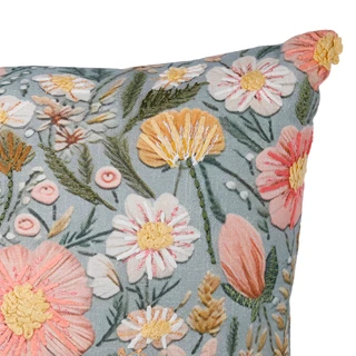 Thumbnail 5: MAGASCHONI 20x20 Embroidered Floral Decorative Pillow 