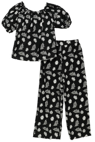 Thumbnail 1: Tahari Girl's 2 Pc Short Sleeve Printed Top & Pants Set 