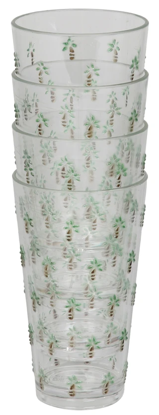 Thumbnail 1: Coastal Home 4 Pk Embossed Palm Tree Drinking Glasses 