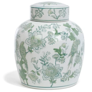 Thumbnail 1: Three Hands Corp Ceramic Floral Accent Jar with Removable Lid 