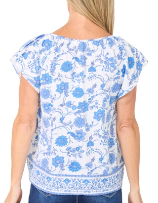 Thumbnail 2: Lucky Brand Women's Short Sleeve Floral Square Neck Top 