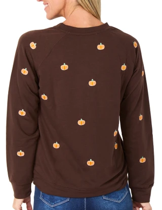 Thumbnail 3: Philosophy Women's Long Sleeve Embroidered Pumpkin Sweater 