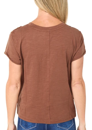 Thumbnail 2: BUNULU Women's Short Sleeve Embroidered Horseshoe Top 