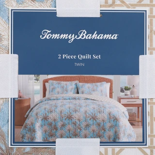 Thumbnail 2: TOMMY BAHAMA 2 Pc Twin Palm Print Quilt Set 