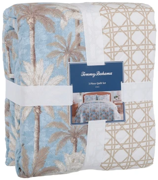 Thumbnail 1: TOMMY BAHAMA 3 Pc King Palm Print Quilt Set 