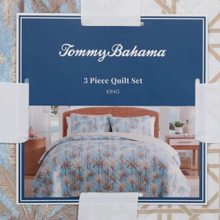 Thumbnail 3: TOMMY BAHAMA 3 Pc King Palm Print Quilt Set 