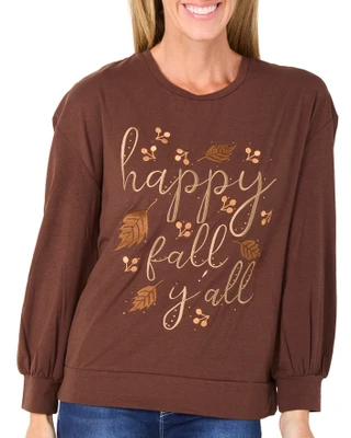 Thumbnail 1: Magical Season Petite Long Sleeve Happy Fall Graphic Top 