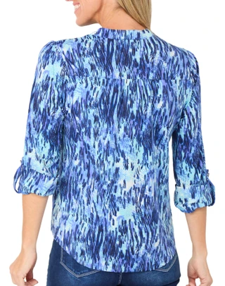 Thumbnail 2: Cocomo Petite 3/4 Sleeve Abstract Print Henley Top 