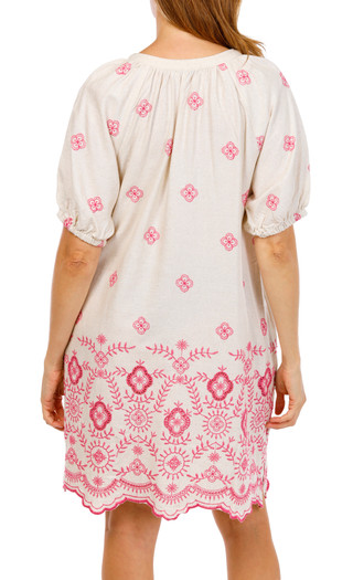 Thumbnail 2: FIGUEROA & FLOWER Women's Short Sleeve Tie Neck Shift Dress 