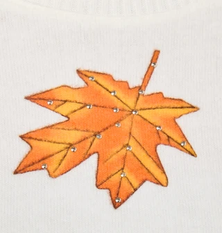 Thumbnail 2: Magical Season Petite Long Sleeve Pumpkin Leaves Sweater 