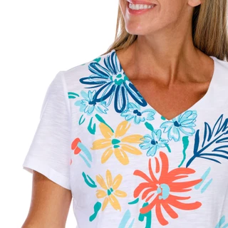 Thumbnail 2: Coral Bay Women's Short Sleeve Floral V-Neck Top 