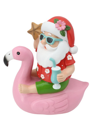 Thumbnail 1: Magical Season 10" Polyresin Santa in Flamingo Float 