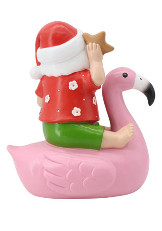 Thumbnail 2: Magical Season 10" Polyresin Santa in Flamingo Float 