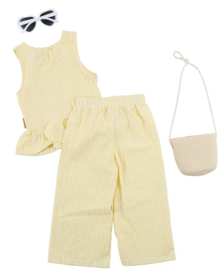 Thumbnail 3: Lila & Jack 4 Pc Toddler Girls Sleeveless Seersucker Lemon Top Pant Set 