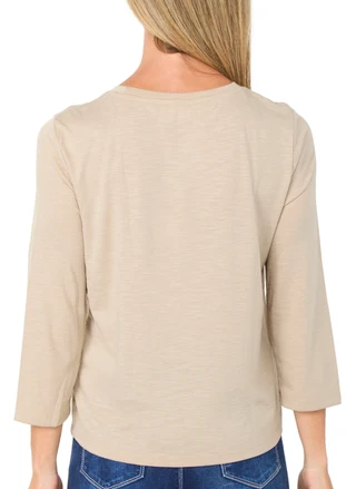 Thumbnail 2: Cupio Women's 3/4 Sleeve Football Slub Crew Neck Top 