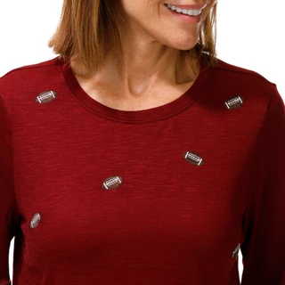 Thumbnail 2: Cupio Women's 3/4 Sleeve Football Slub Crew Neck Top 