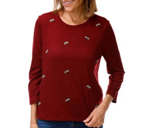Thumbnail 1: Cupio Women's 3/4 Sleeve Football Slub Crew Neck Top 