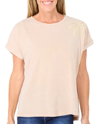 Thumbnail 1: Brisas Women's Short Sleeve Dolman Palm Tree Top 
