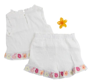 Thumbnail 2: BADGLEY MISCHKA Big Girls 2 Pc Sleeveless Gauze Floral Short Set 