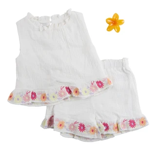 Thumbnail 1: BADGLEY MISCHKA Big Girls 2 Pc Sleeveless Gauze Floral Short Set 