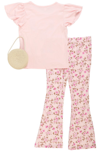Thumbnail 2: B TWEEN Big Girls 2 Pc Short Flutter Sleeve Floral Flare Pant Set 