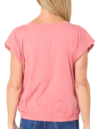 Thumbnail 2: Democracy Women's Short Sleeve Graphic Banded Dolman Top 