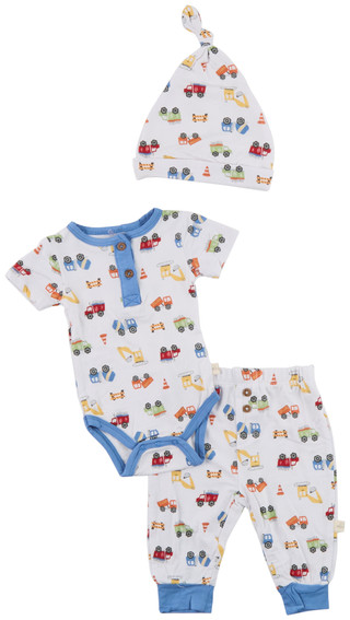 Thumbnail 1: MILKBERRY Baby Boys 3 Pc Construction Bodysuit Set 