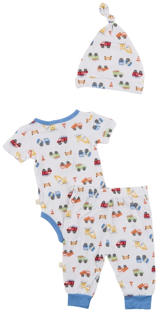 Thumbnail 2: MILKBERRY Baby Boys 3 Pc Construction Bodysuit Set 