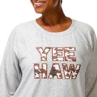 Thumbnail 4: Daniel Rainn Plus 3/4 Sleeve Yee Haw Embroidered Sweatshirt 