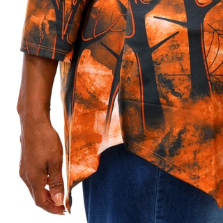 Thumbnail 2: ONE WORLD Plus 3/4 Sleeve Bat Web V Neck Top 