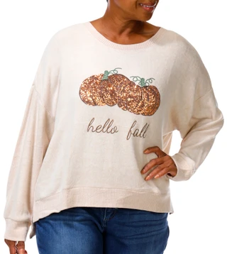 Thumbnail 6: Magical Season Plus Long Sleeve Harvest Sequin Pumpkin Top 