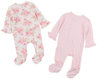 Thumbnail 2: Little Me Baby Girls 2 Pk Floral Sleepers Set 