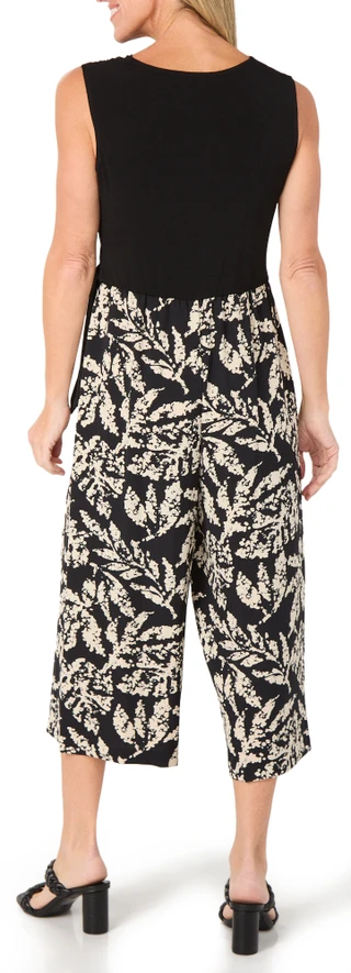 Thumbnail 2: Connected Apparel Women's Sleeveless Floral Wrap Cropped Jumpsuit 