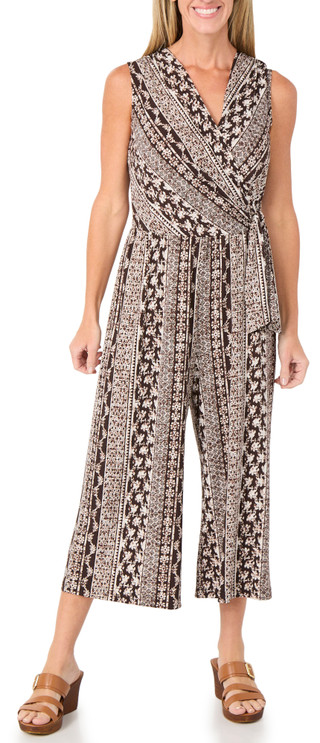 Thumbnail 1: Connected Apparel Women's Sleeveless Printed Tie Front Jumper 