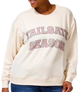 Thumbnail 1: Marled Plus Long Sleeve Tailgate Season Rhinestone Pullover 