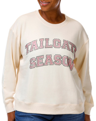 Thumbnail 3: Marled Plus Long Sleeve Tailgate Season Rhinestone Pullover 