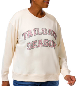 Thumbnail 4: Marled Plus Long Sleeve Tailgate Season Rhinestone Pullover 