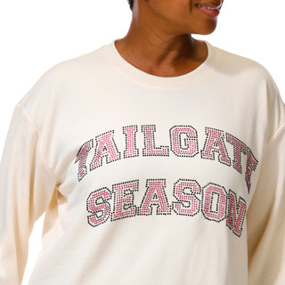 Thumbnail 5: Marled Plus Long Sleeve Tailgate Season Rhinestone Pullover 